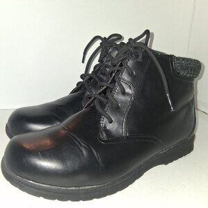 Basic Edition Women's Ankle Boots Color Black Size 9 1/2 Knit Cuff Lace-Up